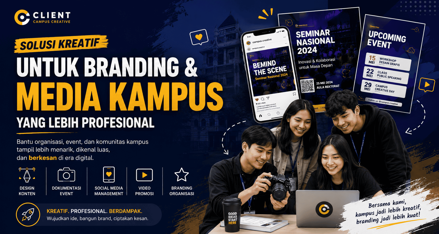 Client Campus Creative: Solusi Kreatif agar Branding Kampus Terlihat Lebih Profesional & Menarik